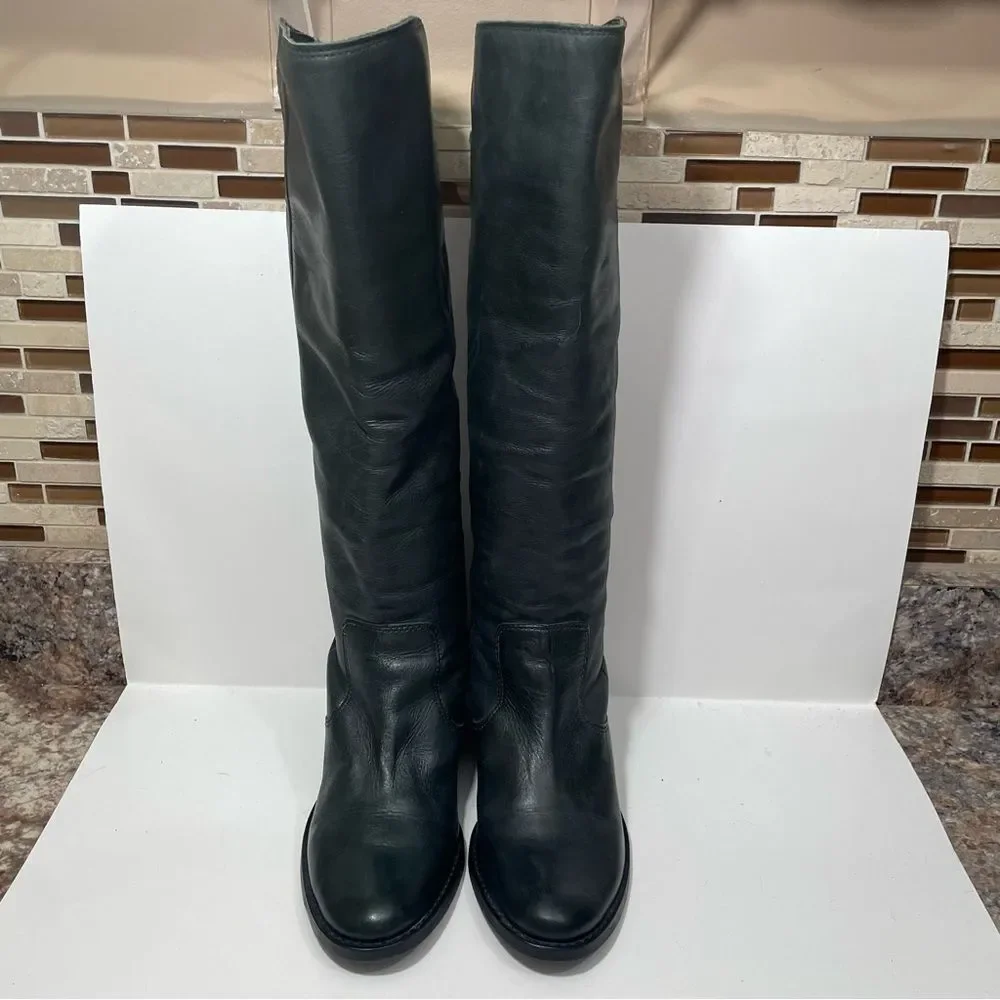 Matisse Black Leather Tall Heeled Riding Boots